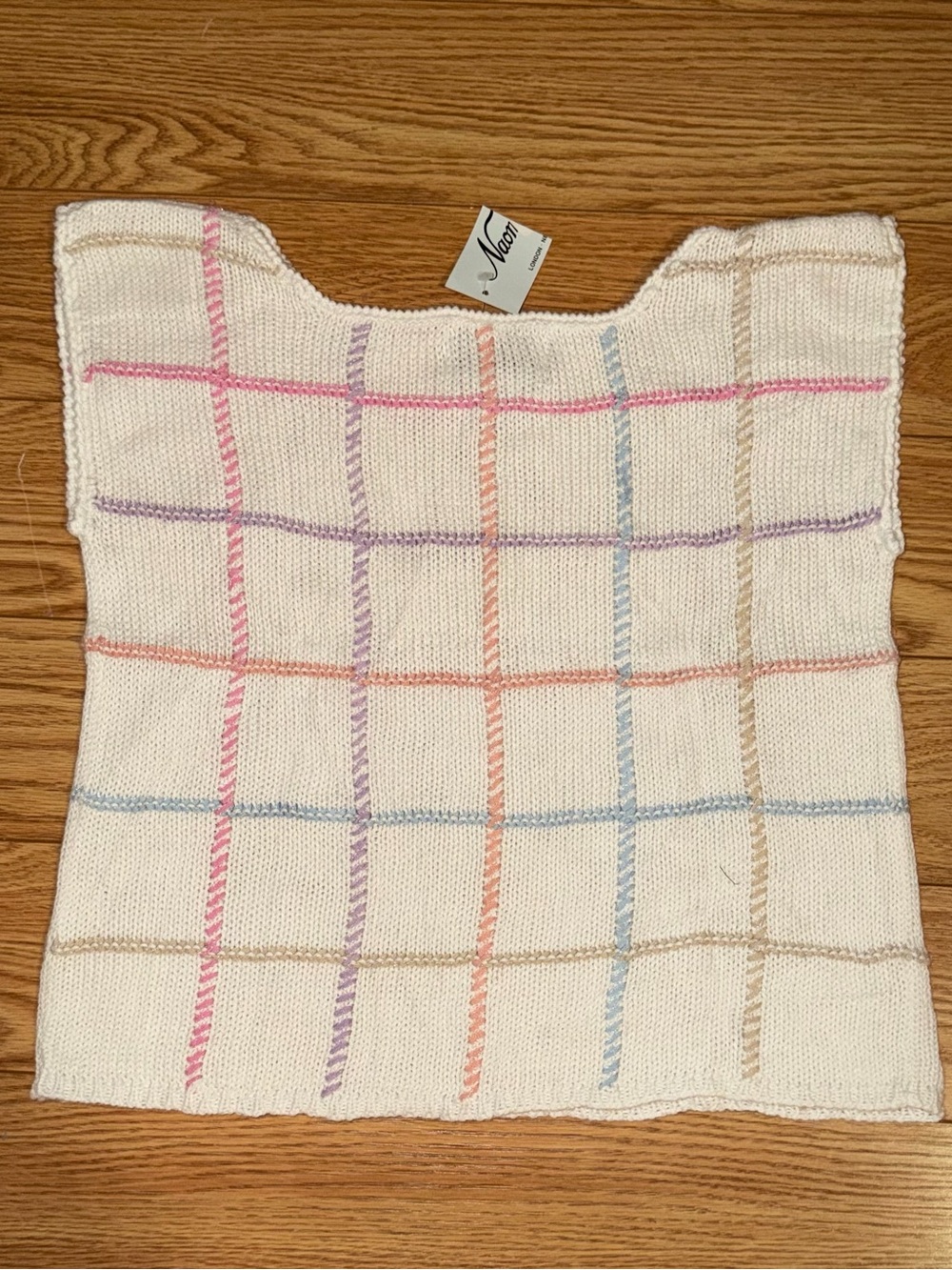women’s vintage naomi bee pastel plaid knit vest